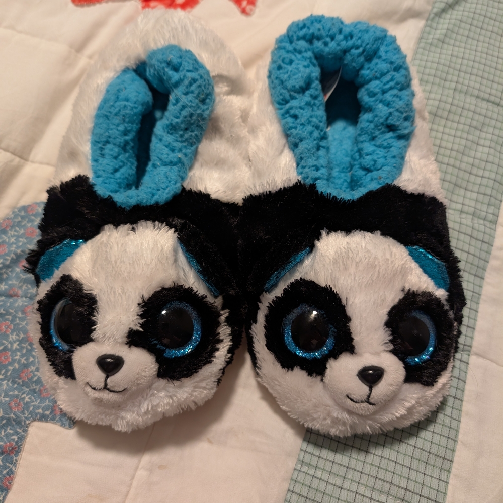 Cute Panda Slippers with Blue Accents